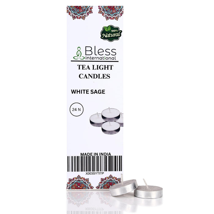 White Sage Tea Light Candles 24-Pack Colored