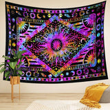 Bless International Handmade Indian hippie Bohemian Psychedelic Celestial Sun Moon Wall hanging College Dorm Beach Throws Table Cloth Bedding Tapestry (Purple Multi)