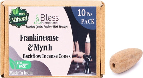 Bless-International Frankincense-and-Myrrh-100%-Natural-Incense-Backflow-Cones-for-Waterfall Handmade-Organic-Chemicals-Free for-Purification-Relaxation-Positivity-Meditation