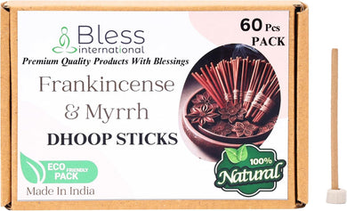 Bless-International 100%-Natural-Incense-Bambooless-Dhoop-Sticks Handmade-Organic-Chemicals-Free for-Purification-Relaxation-Positivity-Yoga-Meditation(Frankincense-and-myrrh)