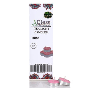 Bless-International Rose-Tea-Light-Candles 24-Pack-Colored-smokeless-dripless-Long-Lasting Plant-Based-Natural-Organic-with-Palm-Wax Aromatherapy-Creating-Mood-Enhancing-Atmosphere