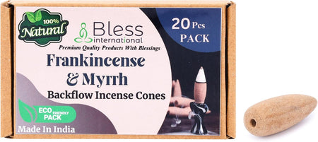 Bless-International Frankincense-and-Myrrh-100%-Natural-Incense-Backflow-Cones-for-Waterfall Handmade-Organic-Chemicals-Free for-Purification-Relaxation-Positivity-Meditation