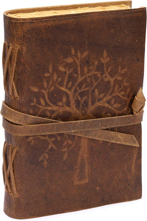 Vintage Handmade Rustic Leather Diaries (Tree Of Life In Rough Brown)