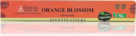 Bless-Orange-Blossom-Incense-Sticks 100%-Natural-Handmade-Hand-Dipped-Incense-Sticks Organic-Chemicals-Free for-Purification-Relaxation-Positivity-Yoga-Meditation