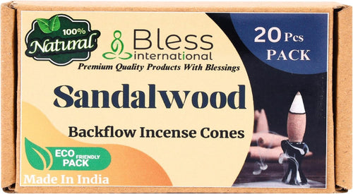 Bless-International Sandalwood-100%-Natural-Incense-Backflow-Cones-for-Waterfall Handmade-Organic-Chemicals-Free for-Purification-Relaxation-Positivity-Meditation