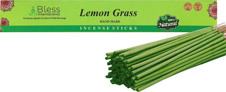 Bless-Lemon-Grass-Incense-Sticks 100%-Natural-Handmade-Hand-Dipped Organic-Chemicals-Free for-Purification-Relaxation-Positivity-Yoga-Meditation