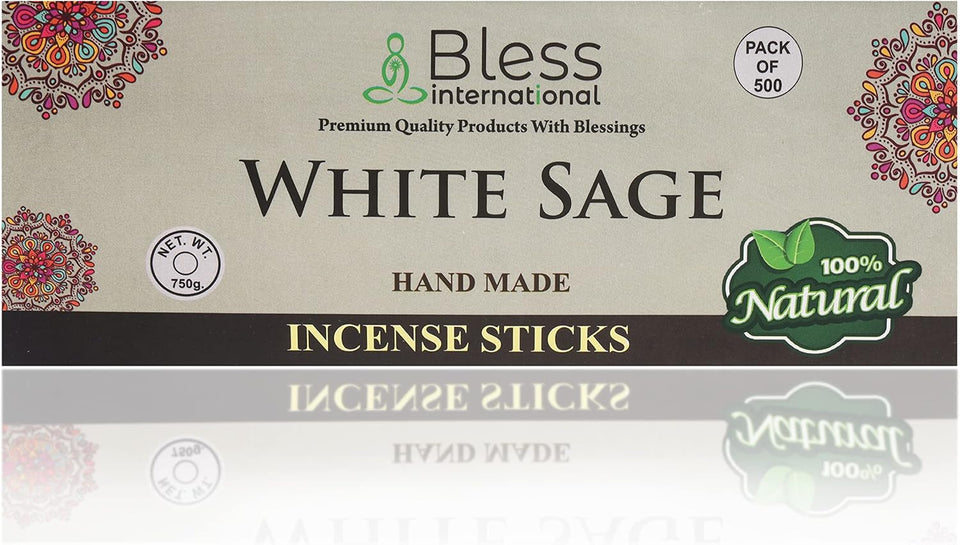 Bless-White-Sage-Incense-Sticks 100%-Natural-Handmade-Hand-Dipped-Incense-Sticks Organic-Chemicals-Free For-Purification-Relaxation-Positivity-Yoga-Meditation