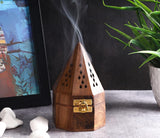 Bless-International Traditional-Handmade-Burner Wooden-Incense-Stick-Holder Ash-Catcher-Stand for-Aromatherapy-Meditation-Yoga (5 Inch Octa Temple Wooden Charcoal/Cone)