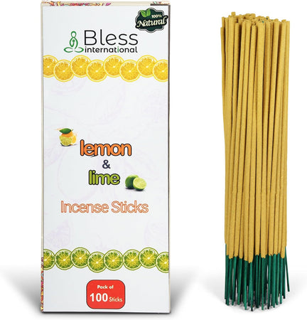 Bless International Lemon and Lime 100%-Natural-Incense-Sticks Handmade-Hand-Dipped Organic-Chemicals-Free for-Purification-Relaxation-Positivity-Yoga-Meditation