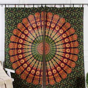 Bless International Beautiful Indian Bohemian Psychedelic Hippie Tree of Life Window Curtain Panels for Bedroom, Living, Balcony (Golden Green