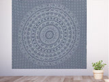 Bless International Handmade Indian hippie Bohemian Psychedelic Elephant Mandala Wall hanging College Dorm Beach Throws Table Cloth Bedding Tapestry (Grey & Silver)