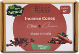 Bless-International 100%-Natural-Incense-Cones Handmade-Hand-Dipped Organic-Chemicals-Free for-Purification-Relaxation-Positivity-Yoga-Meditation (Clove and Cinnamon)