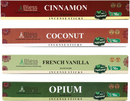 Bless-International Best-Assorted-21-Scents-Gift-Pack for-Purification-Relaxation-Positivity-Yoga-Meditation-Frankincense-and-Myrrh-Patchouli-Sandalwood-Palo-Santo-and-More (25 Sticks of Each Scent)