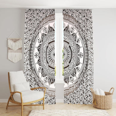 Bless International Beautiful Indian Bohemian Psychedelic Hippie Ombre Window Curtain Panels for Bedroom, Living, Balcony (Gray Passion Flower (38x83 Inches)(96x210 Cms)) Visit the Bless International Store