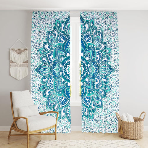 Beautiful Bohemian Hippie Ombre Window Curtain Panels for Bedroom, Living, Balcony (Blue Passion Flower (38x83 Inches)(96x210 Cms))