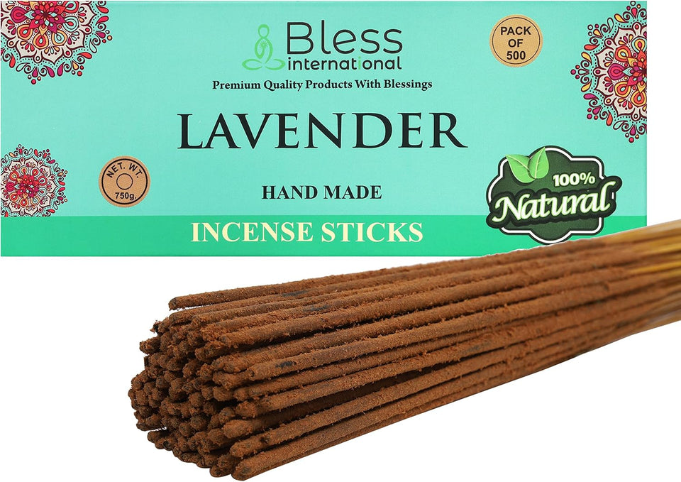 Bless-Lavender -Incense-Sticks 100%-Natural-Handmade-Hand-Dipped-Incense-Sticks Organic-Chemicals-Free for-Purification-Relaxation-Positivity-Yoga-Meditation