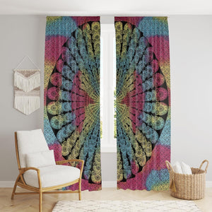 Bless International Beautiful Indian Bohemian Psychedelic Hippie Tie Dye Window Curtain Panels for Bedroom, Living, Balcony (Tie Dye Peacock (38x83 Inches)(96x210 Cms))