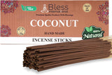 Bless-Coconut-Incense-Sticks 100%-Natural-Handmade-Hand-Dipped-Incense-Sticks Organic-Chemicals-Free for-Purification-Relaxation-Positivity-Yoga-Meditation