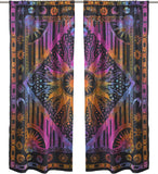 Bless International Beautiful Indian Bohemian Psychedelic Hippie Burning Sun Window Curtain Panels for Bedroom, Living, Balcony (Purple Tie Dye