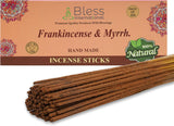 Bless-Frankincense-and-Myrrh 100%-Natural-Handmade-Hand-Dipped-Incense-Sticks Organic-Chemicals-Free for-Purification-Relaxation-Positivity-Yoga-Meditation