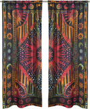 Bless International Beautiful Indian Bohemian Psychedelic Hippie Burning Sun Window Curtain Panels for Bedroom, Living, Balcony (Golden Tie Dye)