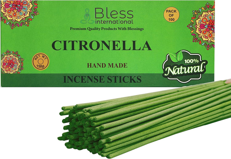 Bless-Citronella-Incense-Sticks 100%-Natural-Handmade-Hand-Dipped-Incense-Sticks Organic-Chemicals-Free For-Purification-Relaxation-Positivity-Yoga-Meditation