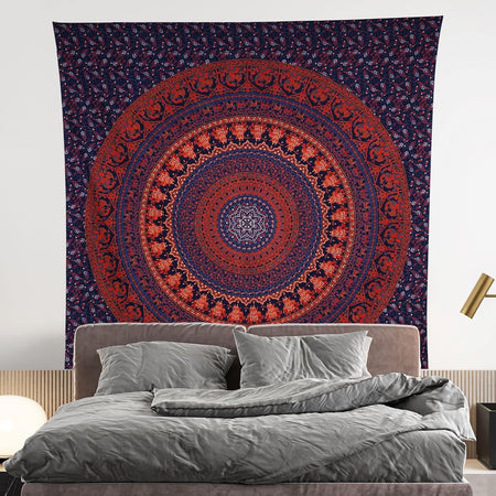 Bless International Indian-hippie-gypsy Bohemian-psychedelic Cotton-mandala Wall-hanging-tapestry-multi-color Large-mandala Hippie-tapestry (Midnight Blue)