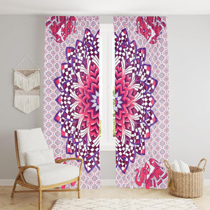 Bless International Beautiful Indian Bohemian Psychedelic Hippie Ombre Window Curtain Panels for Bedroom, Living, Balcony (Elephant & Flower (38x83 Inches)(96x210 Cms))