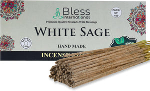 Bless-White-Sage-Incense-Sticks 100%-Natural-Handmade-Hand-Dipped-Incense-Sticks Organic-Chemicals-Free For-Purification-Relaxation-Positivity-Yoga-Meditation