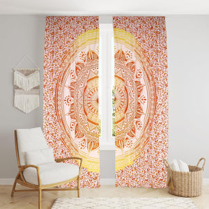 Bless International Beautiful Indian Bohemian Psychedelic Hippie Ombre Window Curtain Panels for Bedroom, Living, Balcony (Yellow Orange Ombre (38x83 Inches)(96x210 Cms))