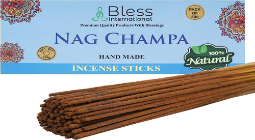 Bless-Nag-Champa-Incense-Sticks 100%-Natural-Handmade-Hand-Dipped-Incense-Sticks Organic-Chemicals-Free For-Purification-Relaxation-Positivity-Yoga-Meditation