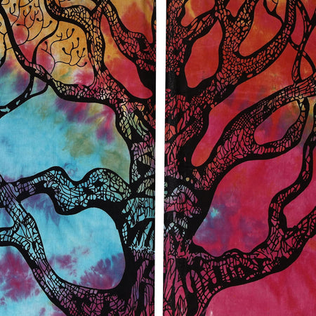 Bless International Beautiful Indian Bohemian Psychedelic Hippie Tie Dye Window Curtain Panels for Bedroom, Living, Balcony (Tie Dye Tree (38x83 Inches)(96x210 Cms))