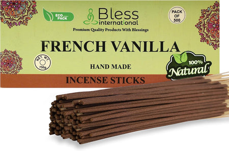 Bless-French-Vanilla-Incense-Sticks 100%-Natural-Handmade-Hand-Dipped-Incense-Sticks Organic-Chemicals-Free for-Purification-Relaxation-Positivity-Yoga-Meditation