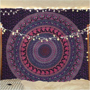 Bless International Indian-hippie-gypsy Bohemian-psychedelic Cotton-mandala Wall-hanging-tapestry-multi-color Large-mandala Hippie-tapestry (Purple Pink)