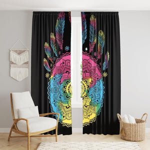 Bless International Beautiful Indian Bohemian Psychedelic Hippie Tie Dye Window Curtain Panels for Bedroom, Living, Balcony (Tie Dye Dreamcatcher (38x83 Inches)(96x210 Cms))