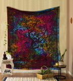 Bless international Tapestry Tree of Life Wall Hanging Psychedelic Tapestries Indian Cotton Bedspread Picnic Sheet Wall Decor Blanket Wall Art Hippie Bedroom Decor (Rainbow Tree of Life)