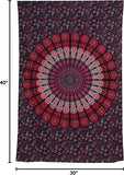 Indian Hippie Bohemian Psychedelic Peacock Mandala Wall Hanging Bedding Tapestry (Purple Pink)