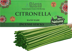 Bless-Citronella-Incense-Sticks 100%-Natural-Handmade-Hand-Dipped-Incense-Sticks Organic-Chemicals-Free For-Purification-Relaxation-Positivity-Yoga-Meditation