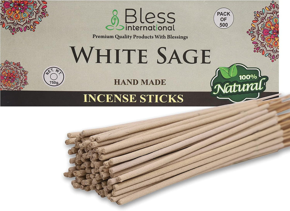 Bless-White-Sage-Incense-Sticks 100%-Natural-Handmade-Hand-Dipped-Incense-Sticks Organic-Chemicals-Free For-Purification-Relaxation-Positivity-Yoga-Meditation