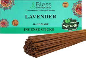 Bless-Lavender -Incense-Sticks 100%-Natural-Handmade-Hand-Dipped-Incense-Sticks Organic-Chemicals-Free for-Purification-Relaxation-Positivity-Yoga-Meditation