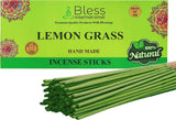 Bless-Lemon-Grass-Incense-Sticks 100%-Natural-Handmade-Hand-Dipped Organic-Chemicals-Free for-Purification-Relaxation-Positivity-Yoga-Meditation