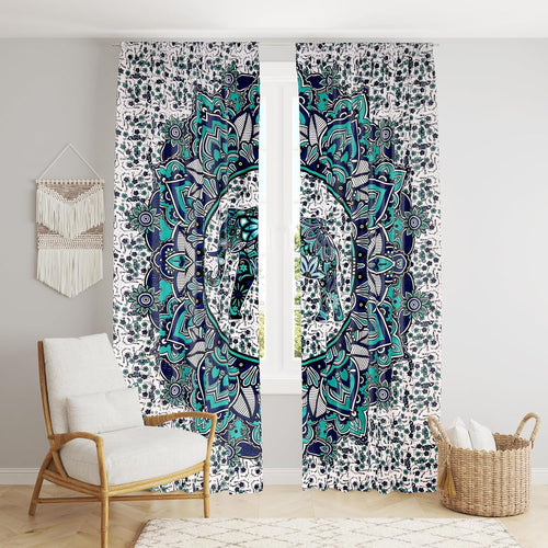 Beautiful Bohemian Hippie Ombre Window Curtain Panels for Bedroom, Living, Balcony (Elephant Flower (38x83 Inches)(96x210 Cms))