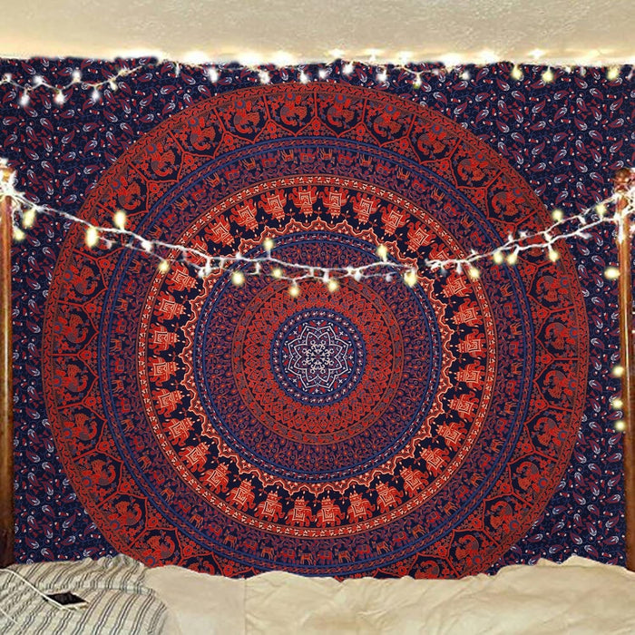 Hippie gypsy Bohemian psychedelic Cotton-mandala Wall hanging multi-color-tapestry (Midnight Blue)