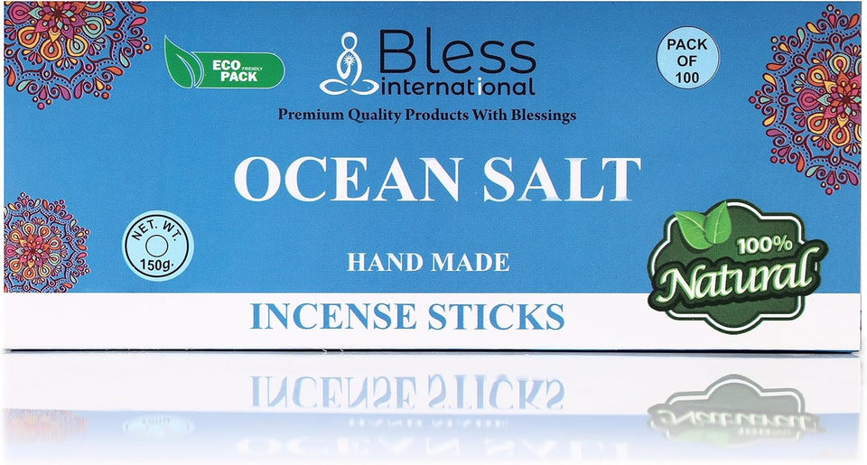 Bless-Ocean-Salt-Incense-Sticks 100%-Natural-Handmade-Hand-Dipped-Incense-Sticks Organic-Chemicals-Free for-Purification-Relaxation-Positivity-Yoga-Meditation