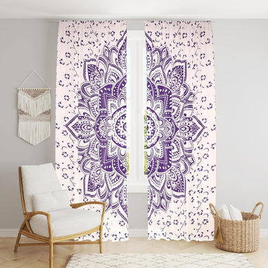 Bless International Beautiful Indian Bohemian Psychedelic Hippie Ombre Window Curtain Panels for Bedroom, Living, Balcony (Blue Flower (38x83 Inches)(96x210 Cms))