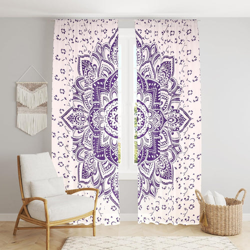 Beautiful Bohemian Hippie Ombre Window Curtain Panels for Bedroom, Living, Balcony (Blue Flower (38x83 Inches)(96x210 Cms))