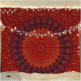 Bless International Indian Hippie Bohemian Psychedelic Peacock Mandala Wall Hanging Bedding Tapestry (Golden Brown Maroon)