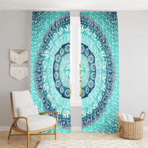 Bless International Beautiful Indian Bohemian Psychedelic Hippie Tree of Life Window Curtain Panels for Bedroom, Living, Balcony (Classic Elephant (38x83 Inches)(96x210 Cms))