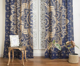 Bless International Beautiful Indian Bohemian Psychedelic Hippie Flower Ombre Window Curtain Panels for Bedroom, Living, Balcony (Blue Gold Flower)