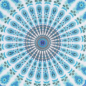 Bless International Handmade Indian hippie Bohemian Psychedelic Peacock Mandala Wall hanging College Dorm Beach Throws Table Cloth Bedding Tapestry (Peacock Sky Blue)